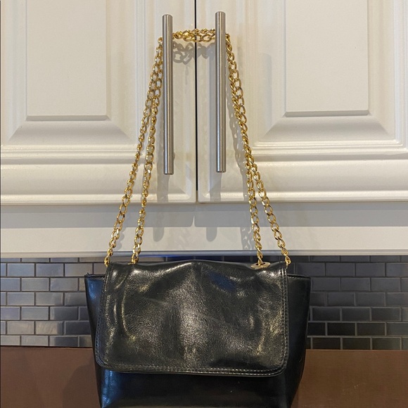Black Maxime Moda Gold Chain Shoulder Bag from Italy - Picture 9 of 13